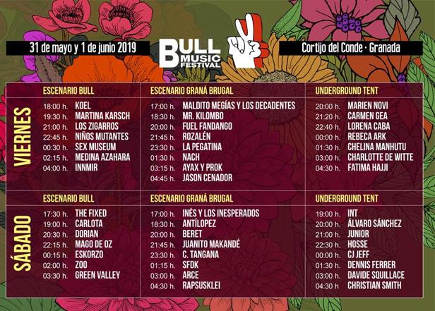 Programación del Bull Music Festival.