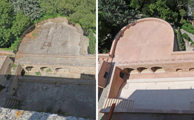 Mira la diferencia del antes y despuésde las Torres Bermejas tras su restauración.