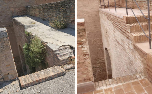 Mira la diferencia del antes y despuésde las Torres Bermejas tras su restauración.