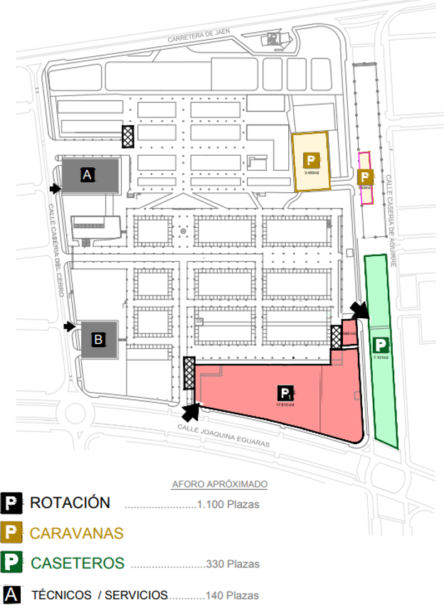 Mapa de aparcamientos del Recinto Ferial