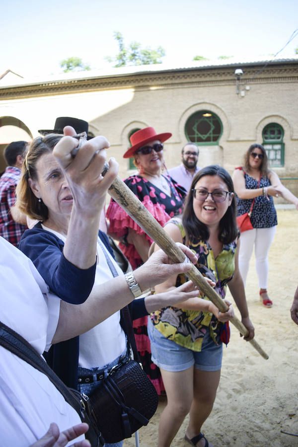 Cinco personas con discapacidad visual se acercaron a la plaza de toros para percibir mediante el tacto y el oído todas esas sensaciones que hacen del toreo un arte único y especial.