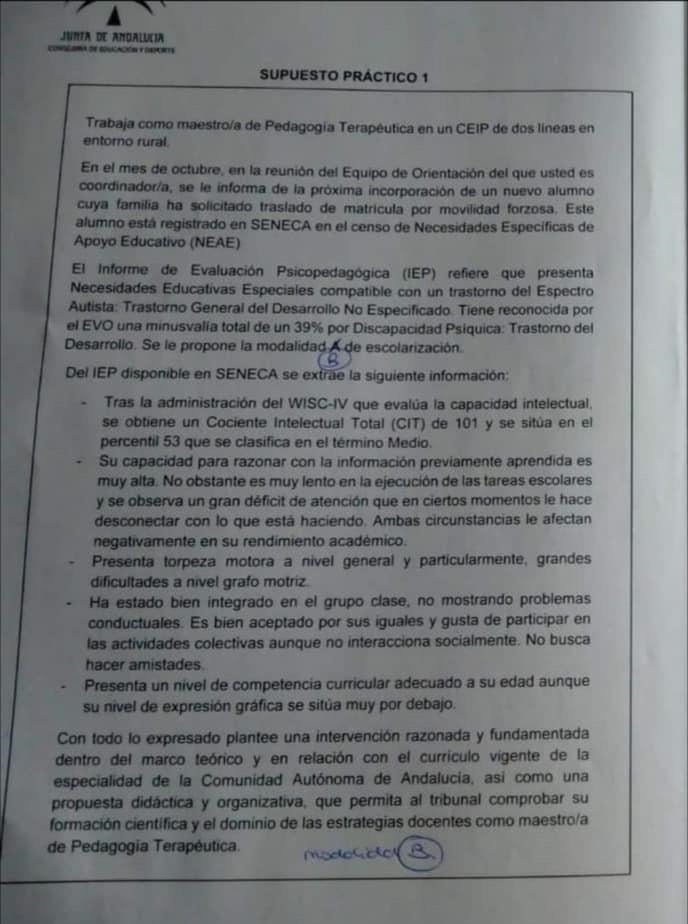 Supuesto práctico 1 del examen del pasado domingo.