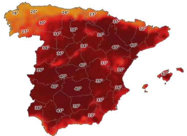 Mapa de calor para el sábado. 