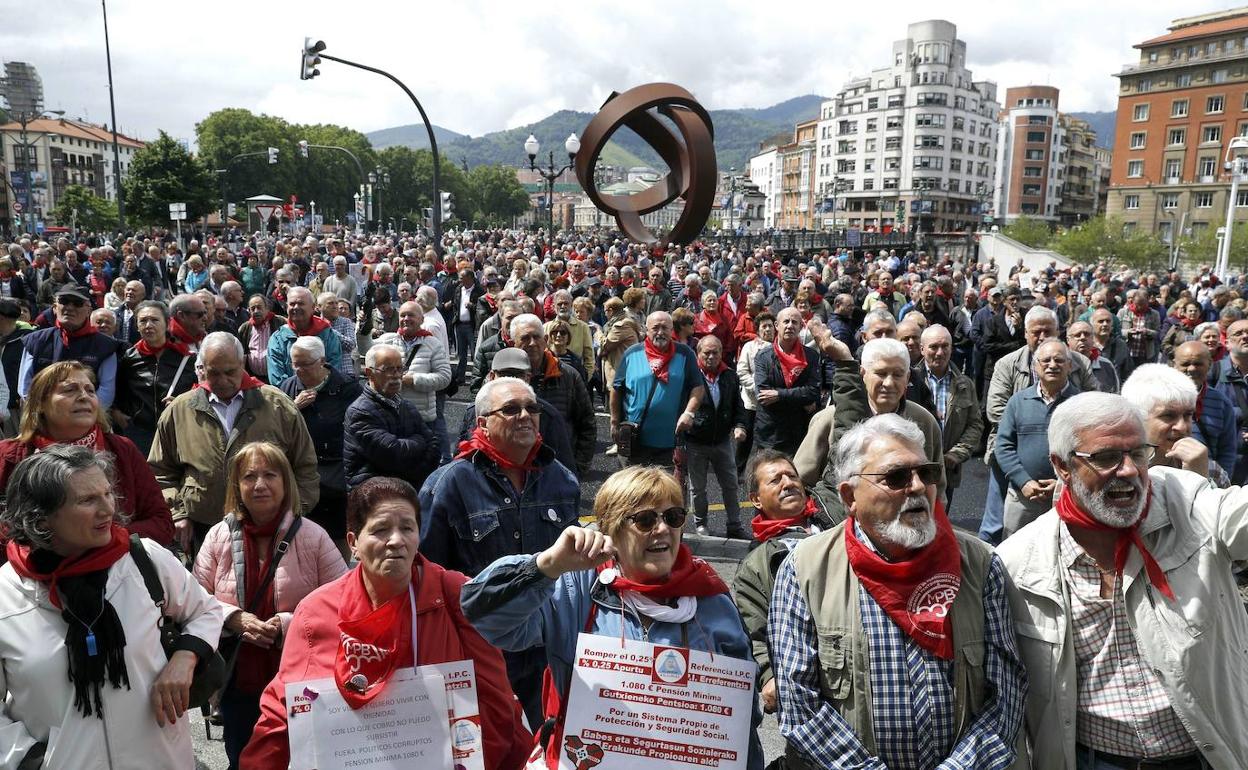 Manifestación de jubilados en Bilbao.