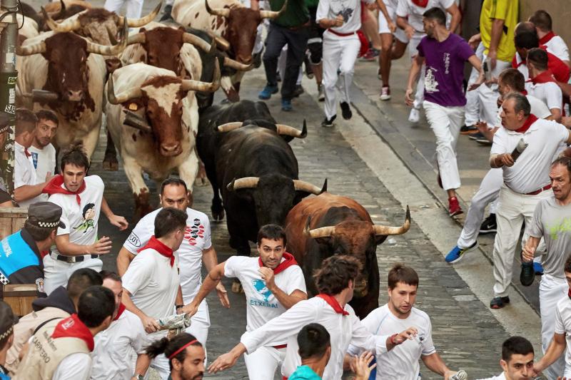 Fotos: Los debutantes de La Palmosilla ponen emoción al séptimo encierro