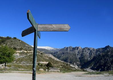 Imagen secundaria 1 - Los Alayos y la ladera del Veleta desde el cerro Sevilla | cruce de caminos hacia la Boca de la Pescá | rocas con signos de fauna marina 