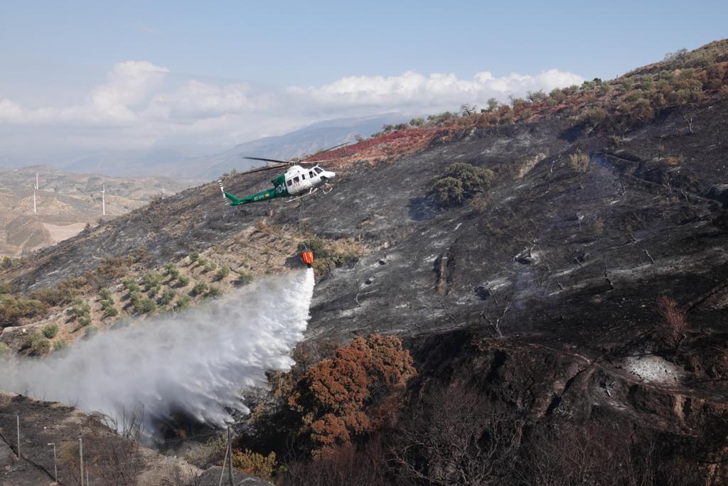 Así han actuado los dispositivos del plan Infoca en el incendio forestal de Pinos del Valle