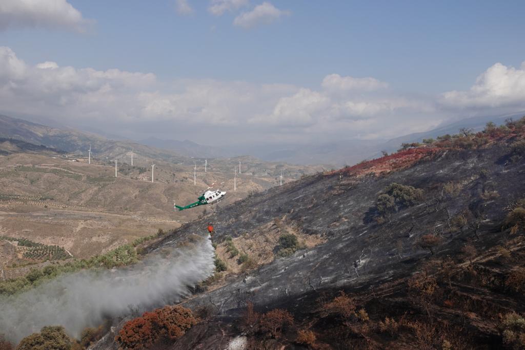 Así han actuado los dispositivos del plan Infoca en el incendio forestal de Pinos del Valle