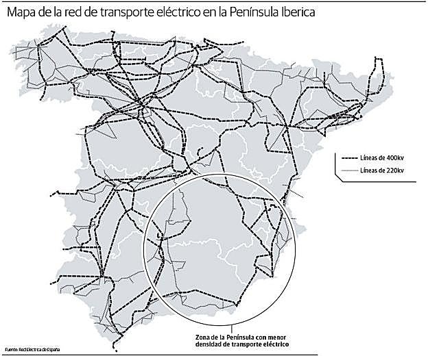 Mapa de las líneas de distribución energética.