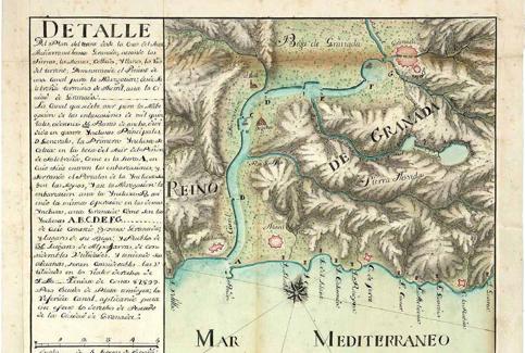 Mapa de 1746 con el canal Granada-Salobreña.