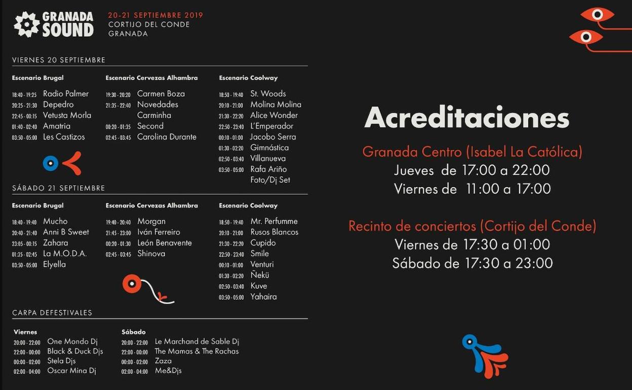 Horarios y escenario del Granada Sound