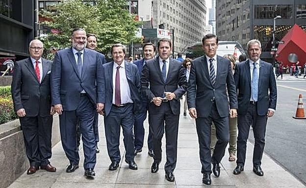 La delegación granadina, a la llegada del One Liberty Plaza de Nueva York.