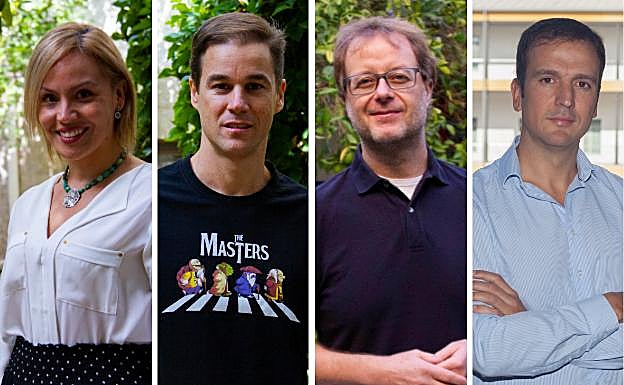 De izquierda a derecha, María Eugenia García Rubiño, Isaac J. Pérez López, Antonio Cárdenas Cruz y Antonio José Moreno