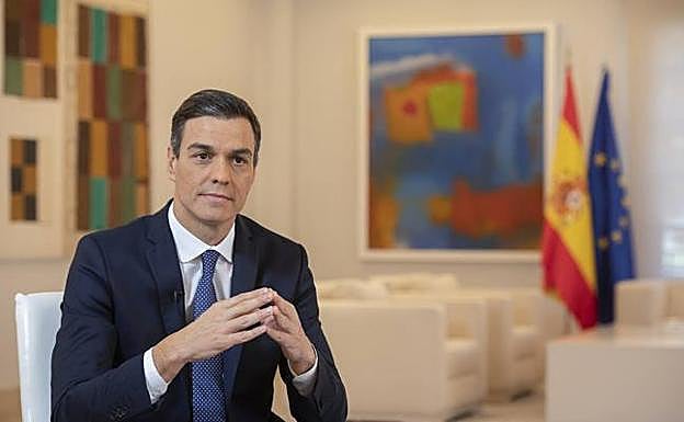 Pedro Sánchez, el pasado viernes en su despacho de la Moncloa