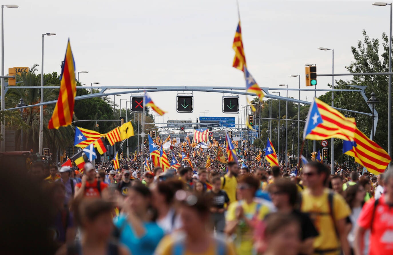Una vista de una de las marchas que se dirigen a Barcelona
