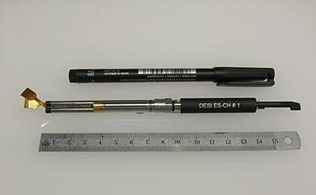 Prototipo del robot de 10.4 mm de diámetro desarrollado por el CEI para el proyecto DESI.. 