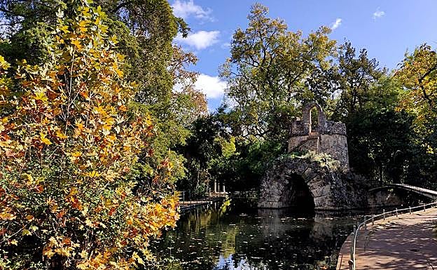 Imagen principal - Estanque del Carmen de los Mártires; paseo central del bosque de la Alhambra; parra virgen en la Cuesta de los Chinos 