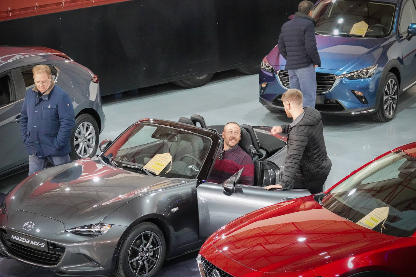 Cientos de coches lucen entre las banderas que ondean anunciando las firmas y los concesionarios oficiales que, saben, es una oportunidad única para adquirir vehículos con grandes descuentos