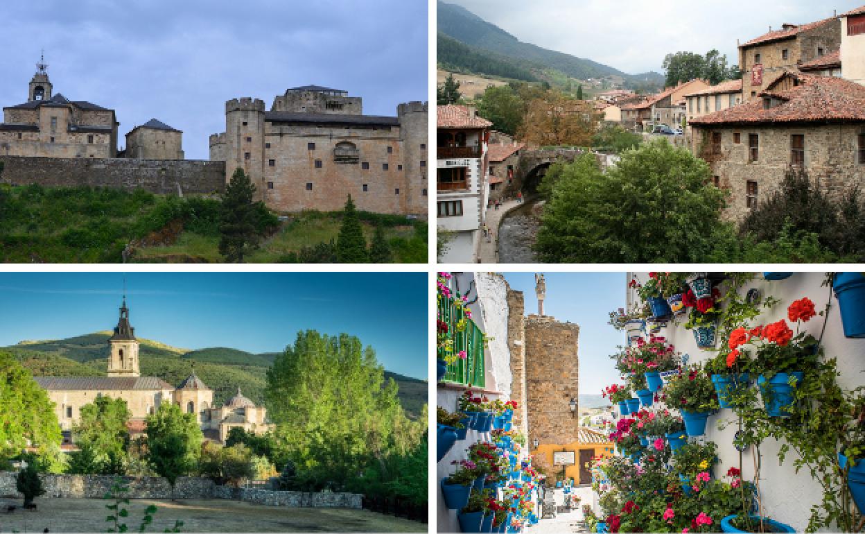 Arriba. Puebla de Sanabria y Potes. Abajo. Rascafría y Iznájar.