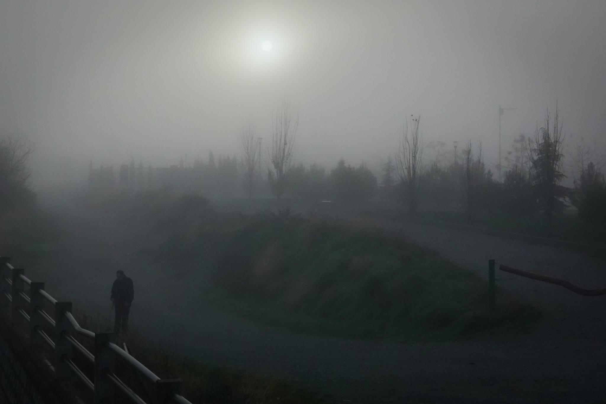 Las vacaciones escolares han permitido que no haya tráfico denso en la Circunvalación a pesar de la densa niebla que hay este lunes, 23 de diciembre de 2019, en la capital y el área metropolitana 