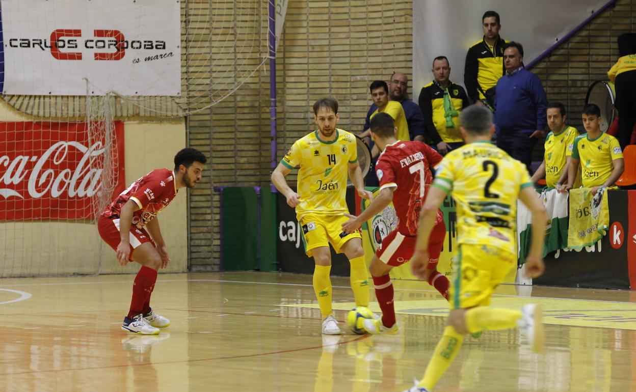 El Jaén FS y El Pozo Murcia, en la Salobreja, ayer. 