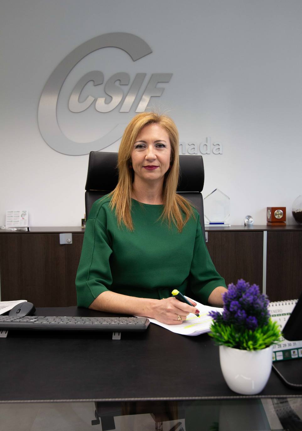 Victoria Eugenia Pineda, ayer en la sede de CSIF. 