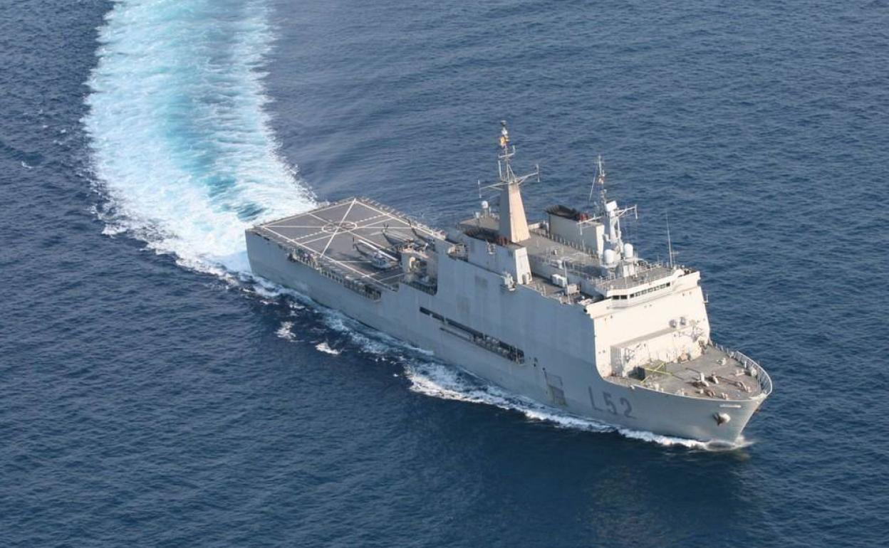 El buque de la Armada Española que llegará este viernes a la ciudad.