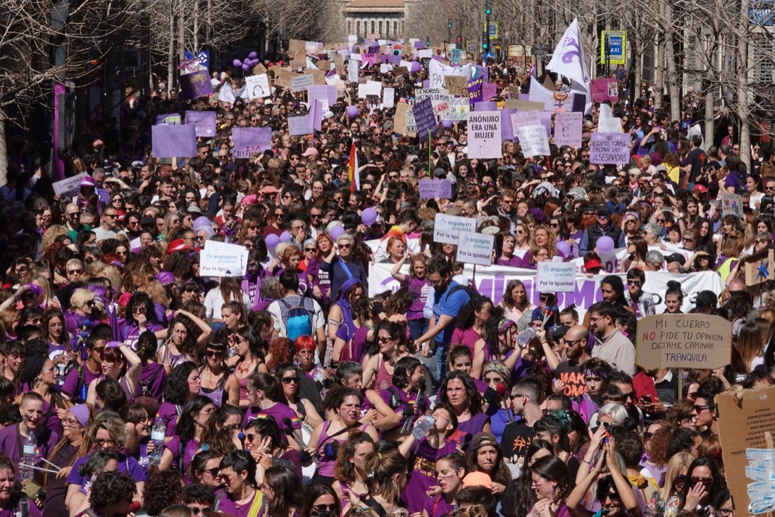 Repaso completo en imágenes a una marcha multitudinaria este Día de la Mujer en Granada