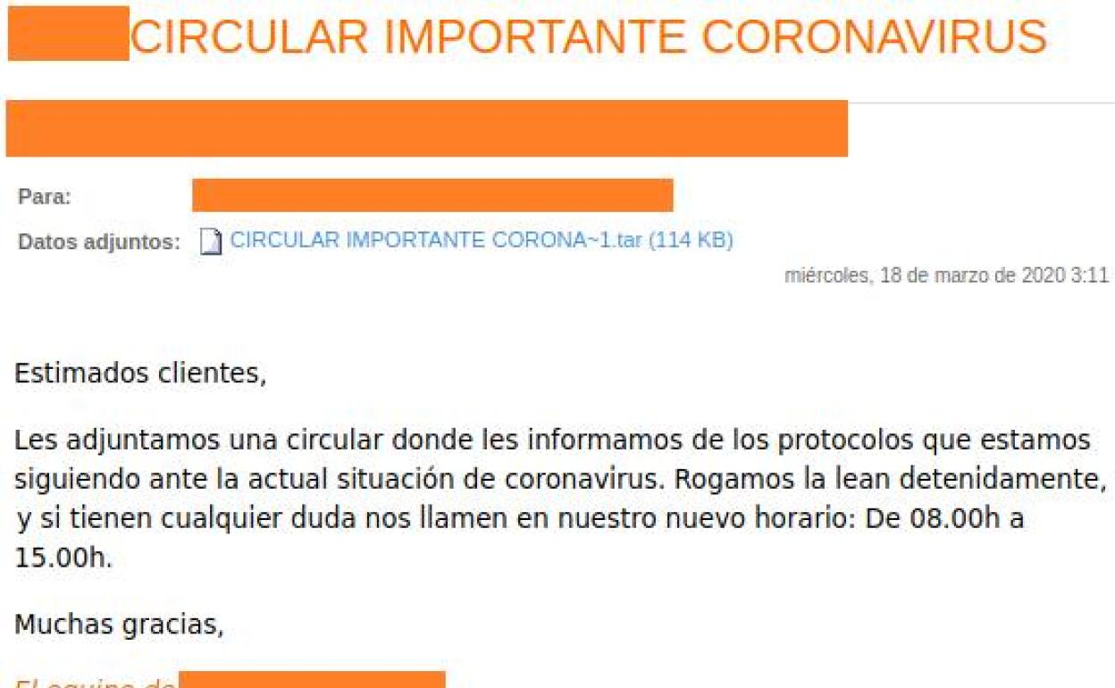 Detectan una estafa que aprovecha la crisis del coronavirus para enviar malware y robar datos
