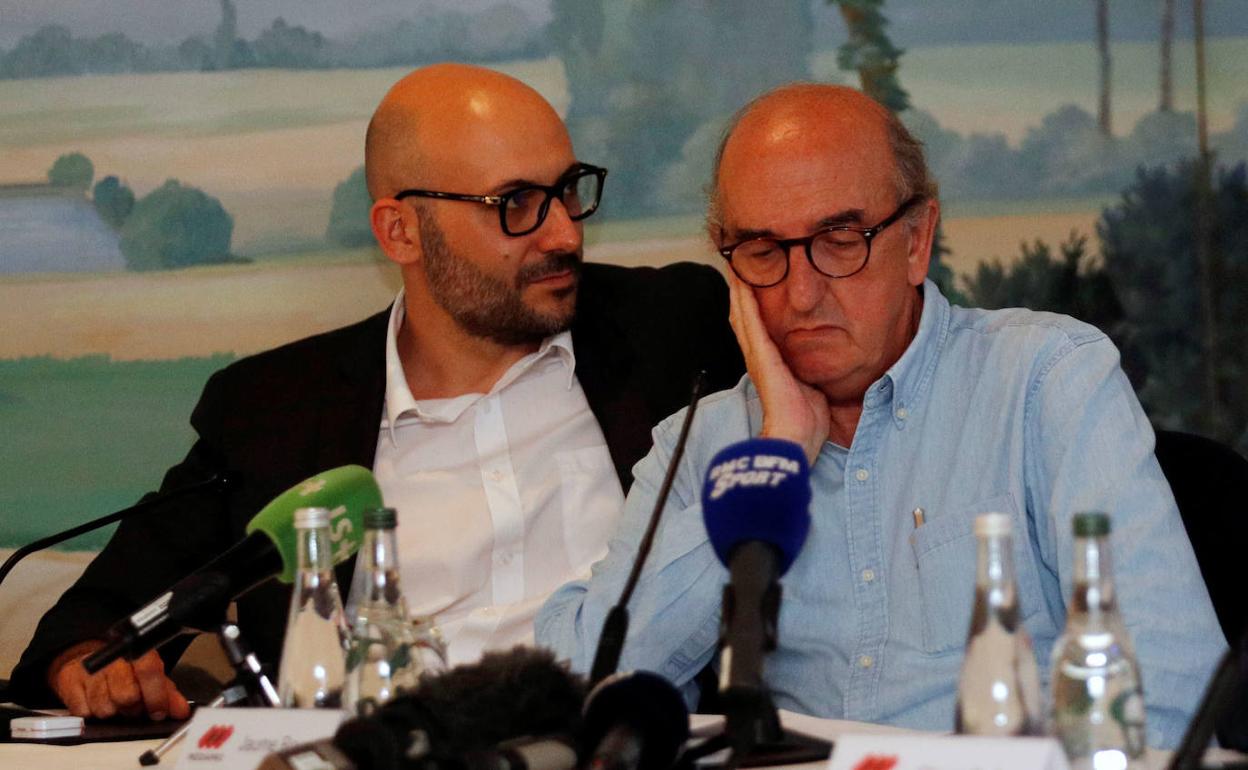 Jaume Roures, a la derecha, en una rueda de prensa anterior. 