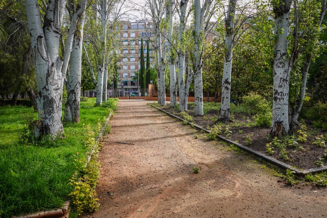 Las flores comienzan a abrirse camino en el Parque García Lorca sin visitantes que puedan disfrutar de ellas por el confinamiento