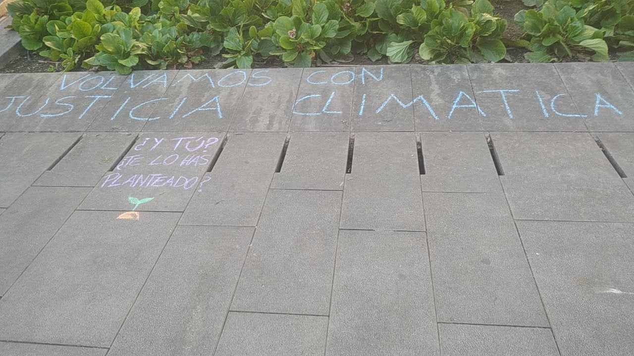 Fotos: Granada despierta con varias pintadas con tiza pidiendo «justicia climática»