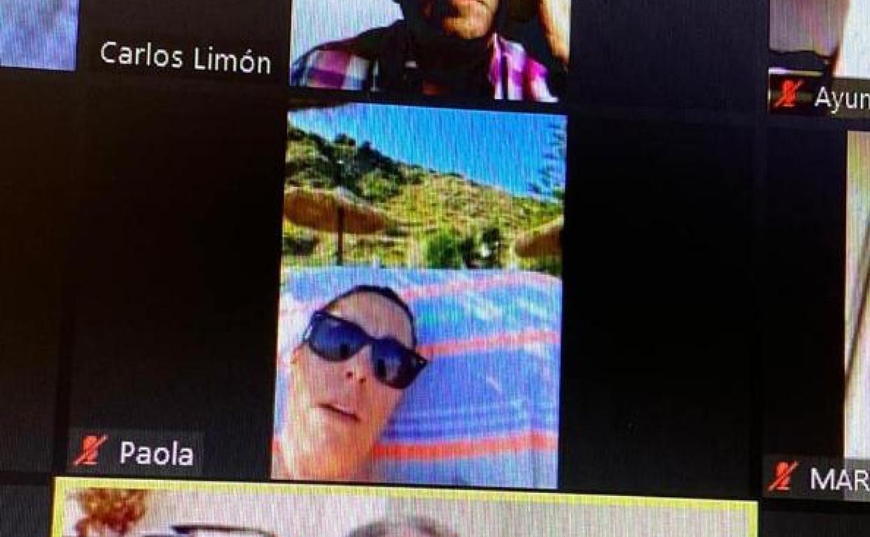 Una concejala del PP de Torrox asiste a un pleno desde la playa y en bikini