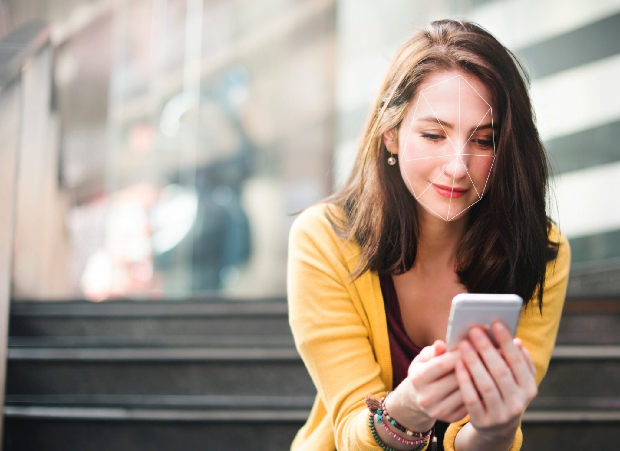 Usuario usando la herramienta de reconocimiento biométrico.