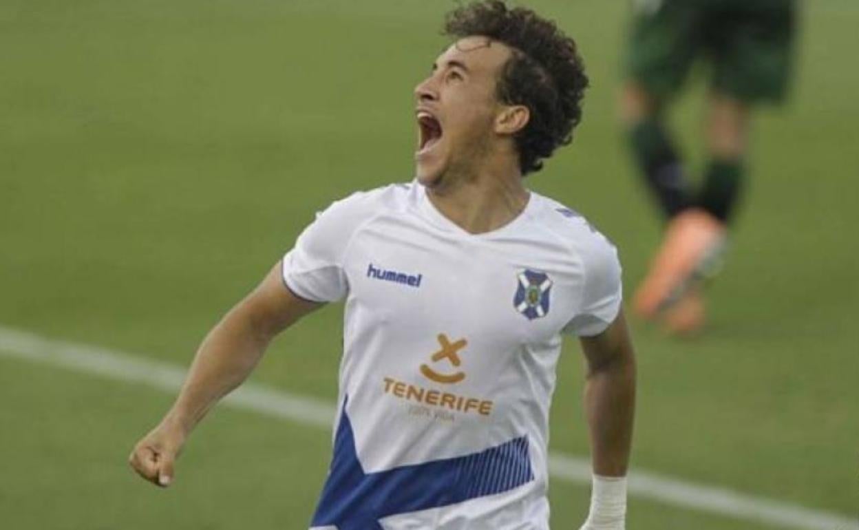 Luis Milla celebra un gol con el Tenerife la pasada temporada. 