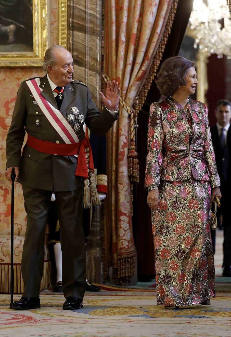 La reina Sofía y el Rey Juan Carlos en la Pascua Militar de 2018.