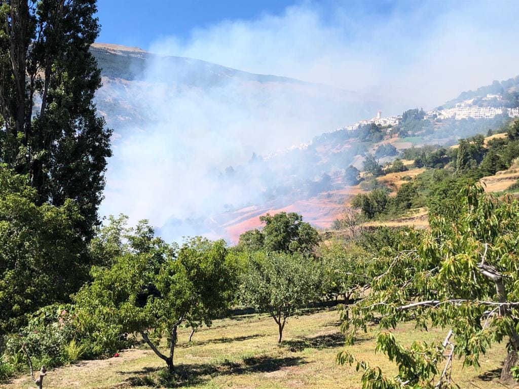 Así se está viviendo el fuego forestal en la Alpujarra