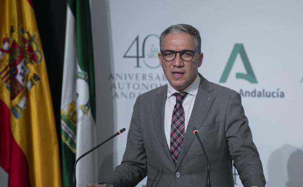 El consejero de Presidencia, Administraciones Públicas e Interior y Portavoz de la Junta de Andalucía, Elías Bendodo