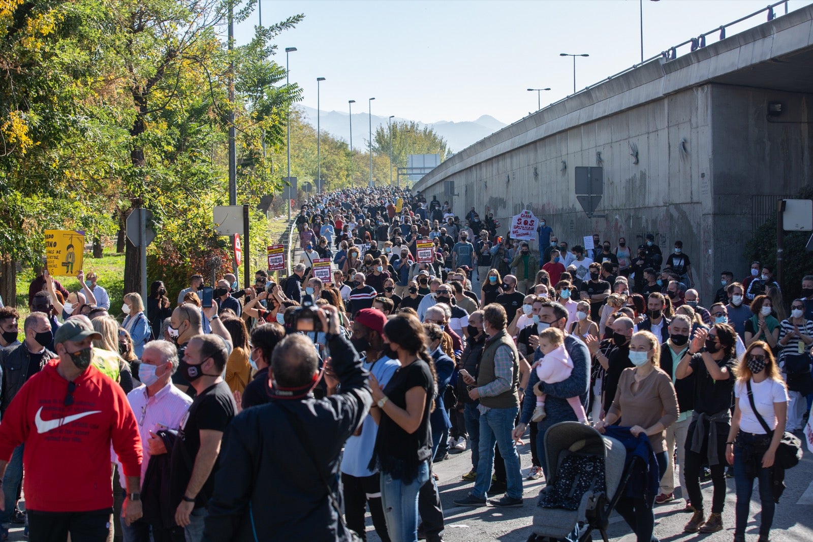 Los manifestantes han accedido a la A-44 al final de su recorrido
