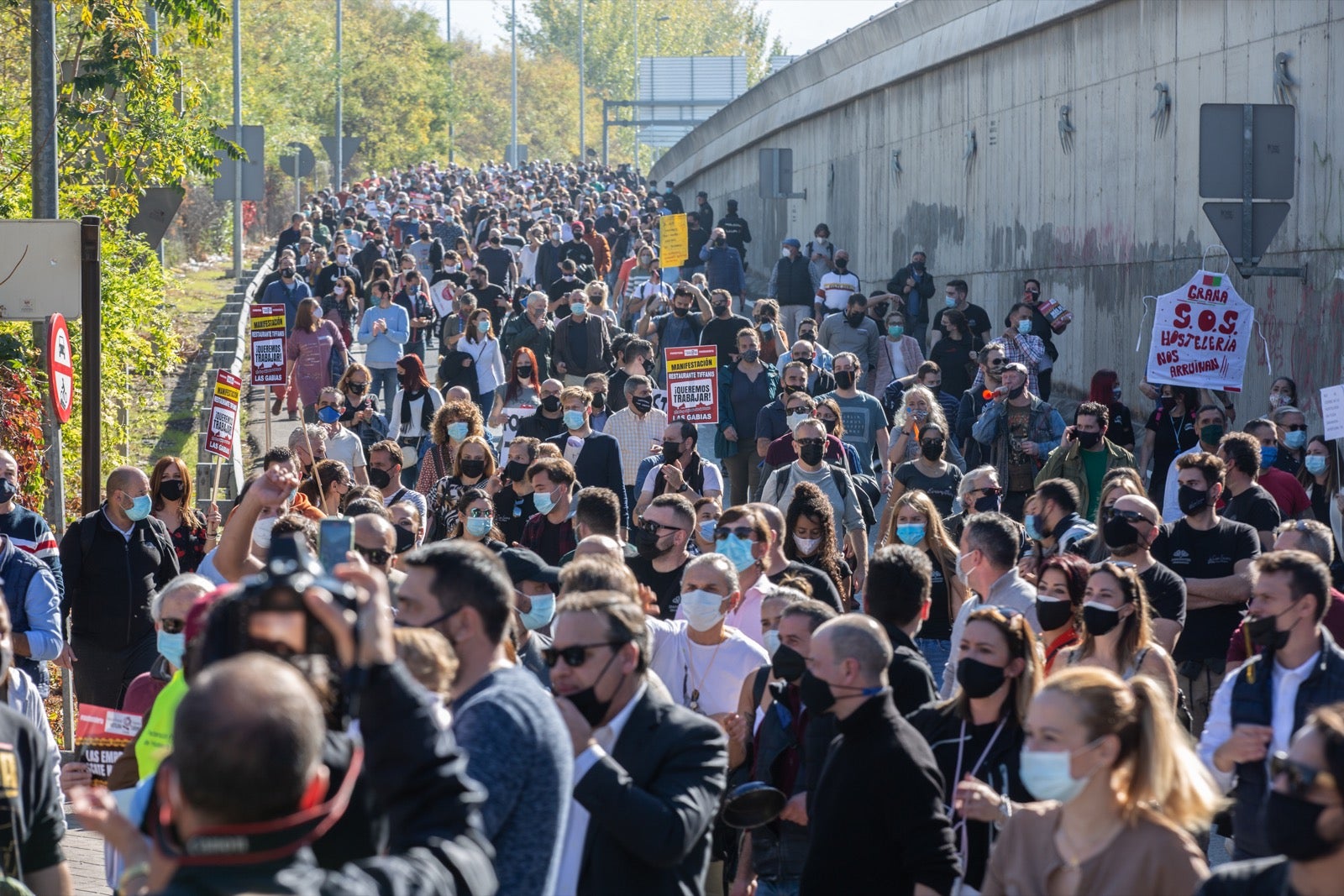 Los manifestantes han accedido a la A-44 al final de su recorrido