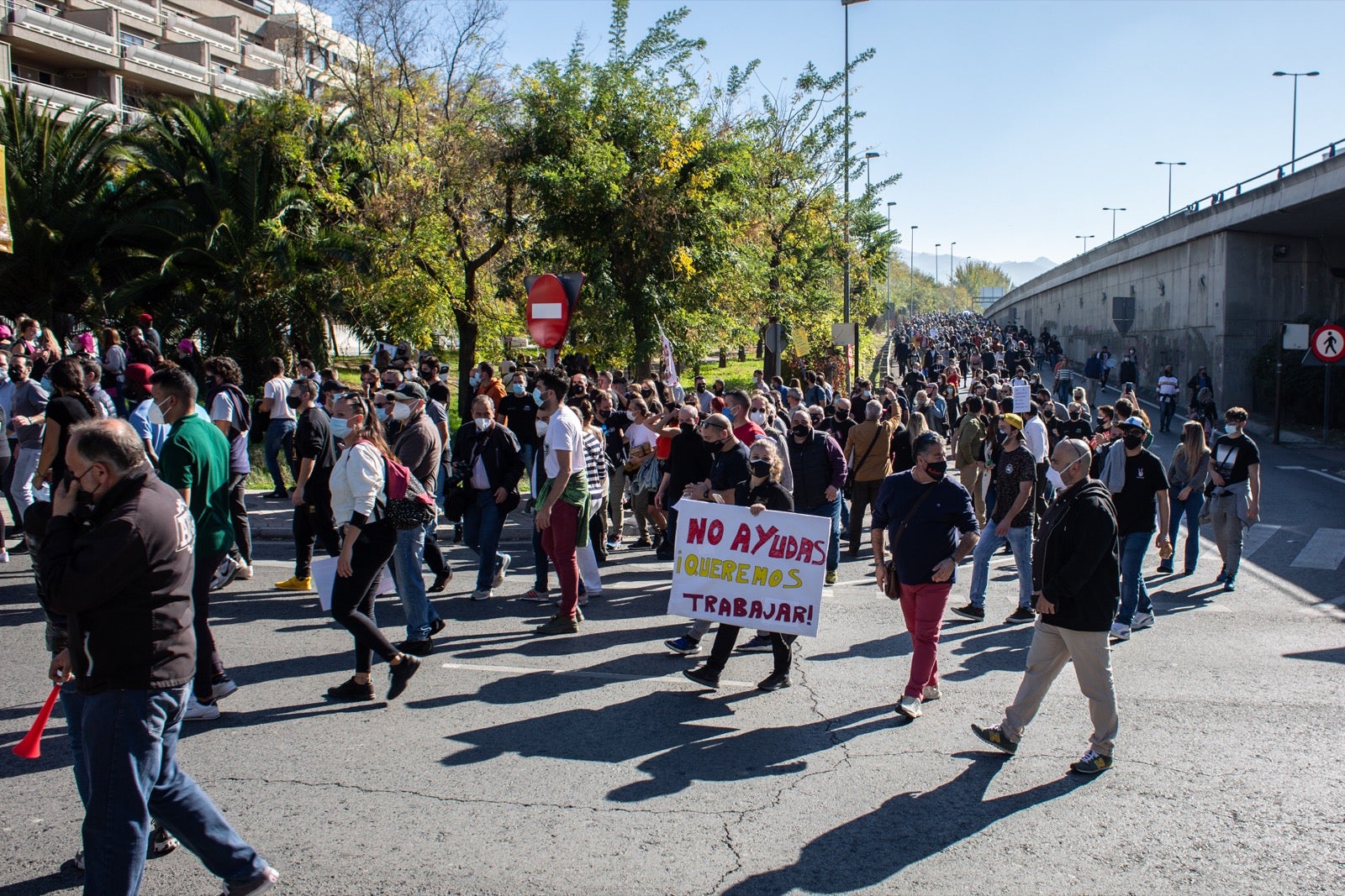Los manifestantes han accedido a la A-44 al final de su recorrido