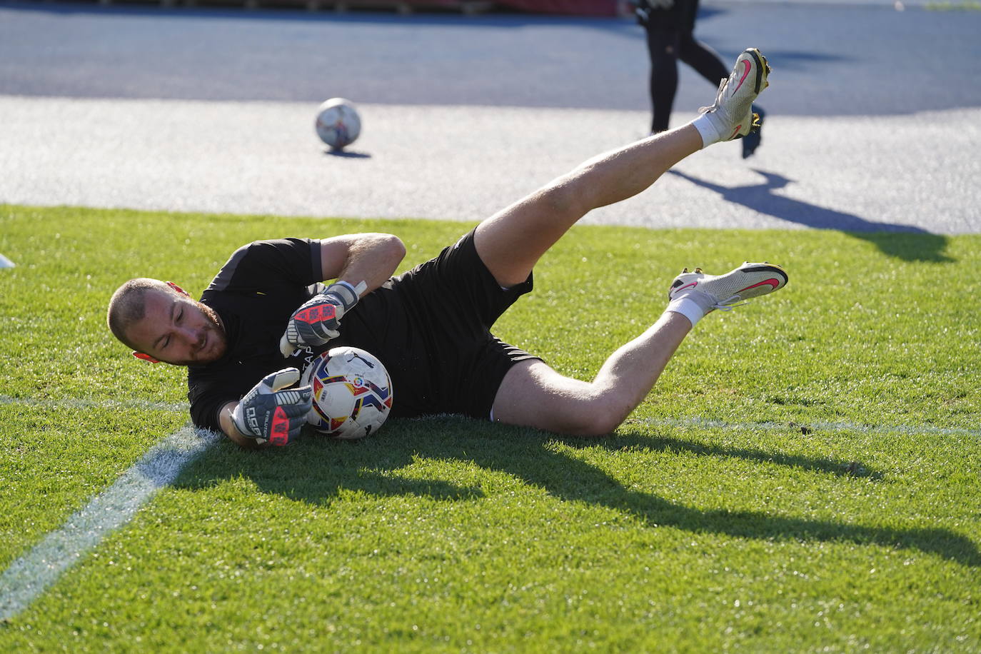 Makaridze durante el entrenamiento de esta mañana. 