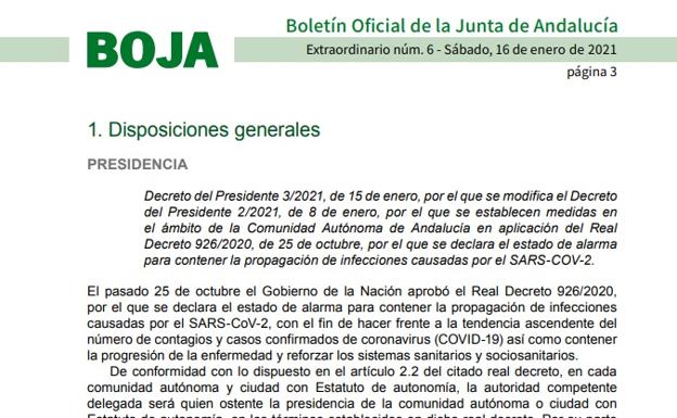 Restricciones en Andalucía | Publicadas en el BOJA las nuevas medidas