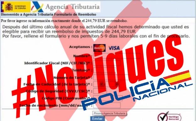 La Policía alerta sobre la última estafa que simula ser un reembolso de la Agencia Tributaria