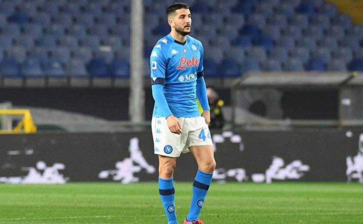 Manolas durante su último partido con el Nápoles. 