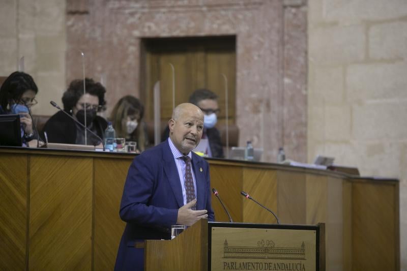 El consjero de Edudación de la Junta de Andalucía, Javier Imbroda, interviene en eel Parlamenteo andaluz.