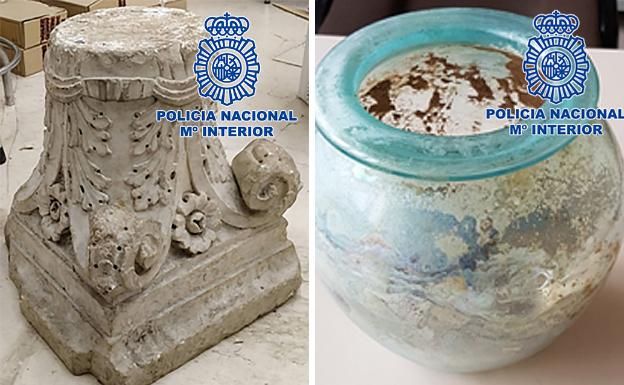 Recuperan dos piezas arqueológicas romanas expoliadas en Granada que fueron vendidas por 6.900 euros