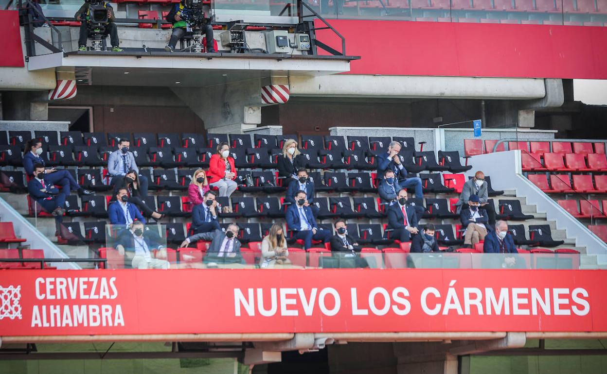 El palco del estadio en el encuentro con el Villarreal. 