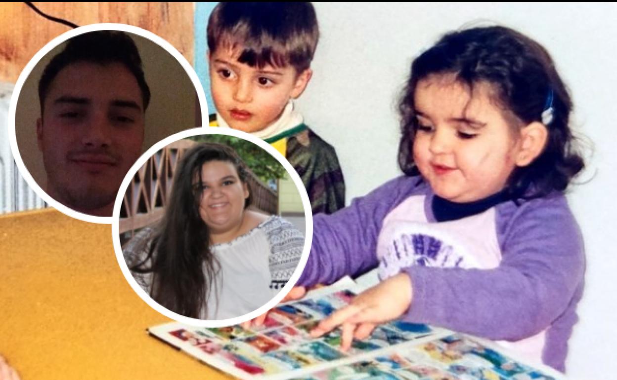 A la derecha, Yolanda y Antonio Manuel en una foto de su infancia; a la izquierda, ambos en la actualidad.