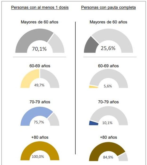 Detalle de cobertura de la vacuna por grupos etarios prioritarios